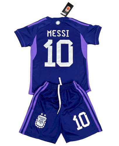 Argentinien Messi 10 Kinder Auswärts Trikotsatz 2022 2023 Fußballtrikots
