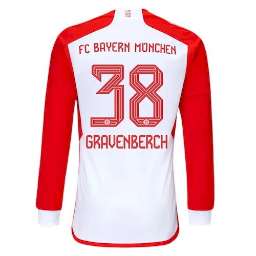 Bayern München Gravenberch 38 Heimtrikot 2023-24 Fußballtrikots - Langarm