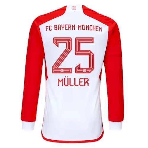 Bayern München Thomas Müller 25 Heimtrikot 2023-24 Fußballtrikots - Langarm
