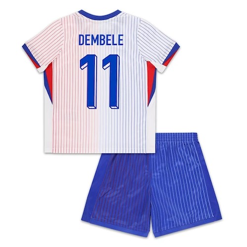 Frankreich Dembele 11 Kinder Auswärts Trikotsatz 2024 Fußballtrikots