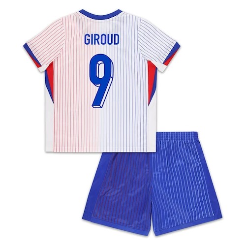 Frankreich Giroud 9 Kinder Auswärts Trikotsatz 2024 Fußballtrikots