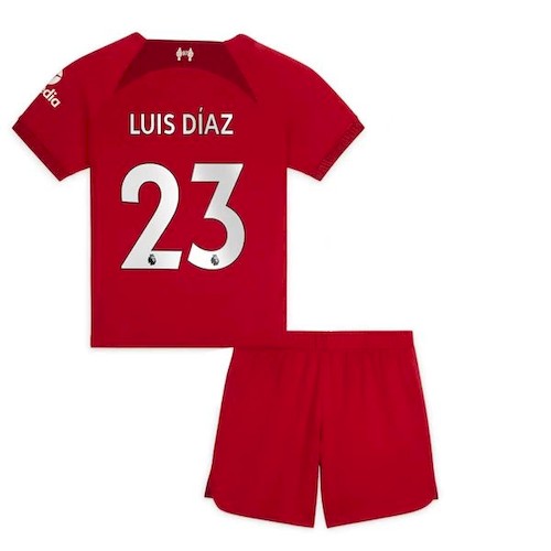 Liverpool Luis Diaz 23 Kinder Heim Trikotsatz 2022-23 Fußballtrikots