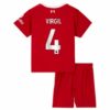 Liverpool Virgil van Dijk 4 Kinder Heim Trikotsatz 2023 2024 Fußballtrikots