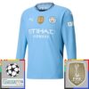 Manchester City Heimtrikot Champions League With Patch 2024 25 Fußballtrikots Langarm