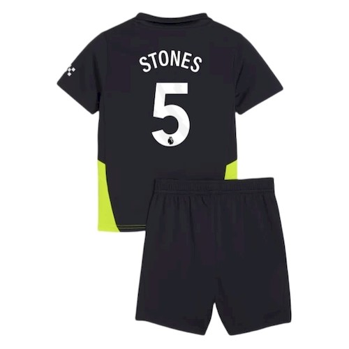 Manchester City Stones 5 Kinder Auswärts Trikotsatz 2024 2025 Fußballtrikots