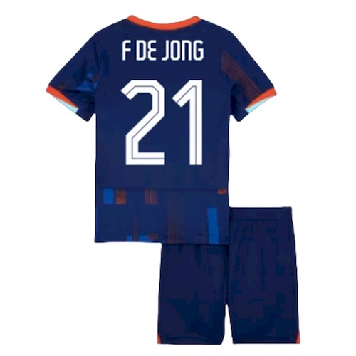 Niederlande F.De Jong 21 Kinder Auswärts Trikotsatz 2024 Fußballtrikots