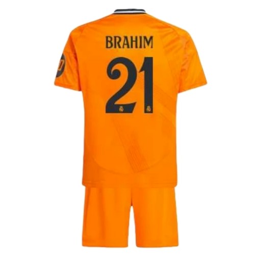 Real Madrid Brahim 21 Kinder Auswärts Trikotsatz 2024 2025 Fußballtrikots
