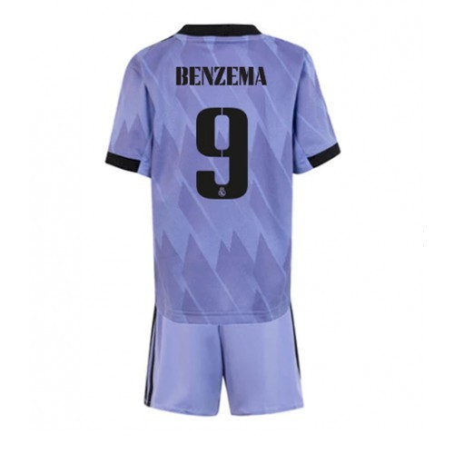 Real Madrid Karim Benzema 9 Kinder Auswärts Trikotsatz 2022 2023 Fußballtrikots
