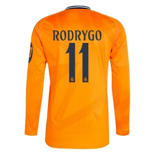 Real Madrid Rodrygo 11 Auswärtstrikot 2024 25 Fußballtrikots Langarm