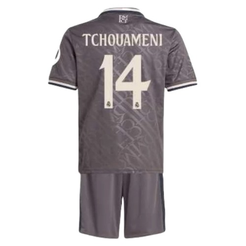 Real Madrid Tchouaméni 14 Kinder 3rd Trikotsatz 2024-25 Fußballtrikots
