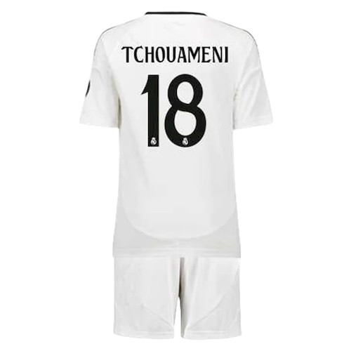 Real Madrid Tchouaméni 18 Kinder Heim Trikotsatz 2024-25 Fußballtrikots