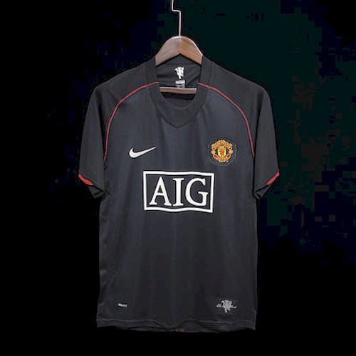 Retro 07-08 Man Utd Auswärts Fußballtrikots Schwarz