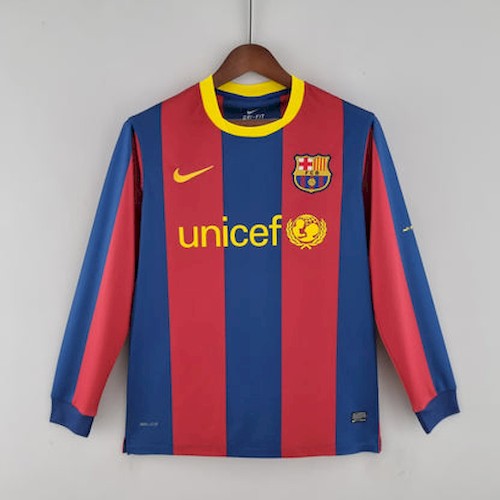 Retro Barcelona Langarm 10-11UEFA Champions League Heim Fußballtrikots
