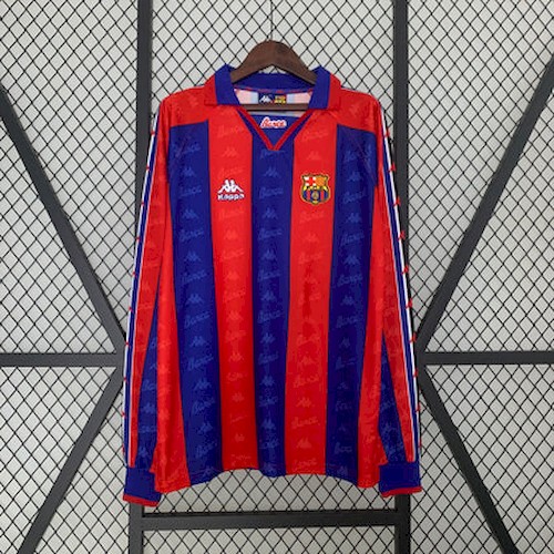 Retro Langarm Barcelona 96-97 Heim Fußballtrikots