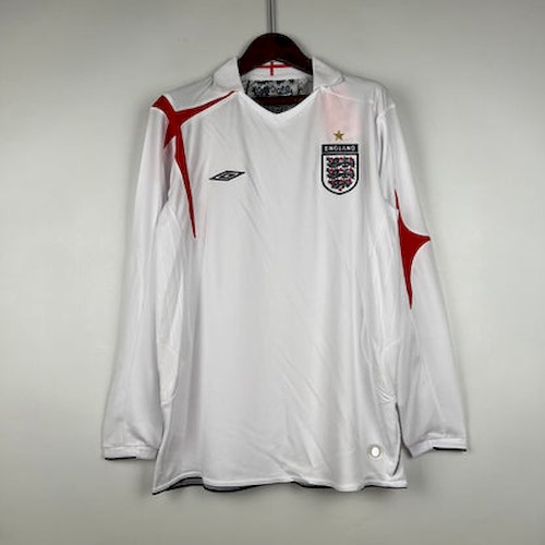 Retro Langarm England 2006 Heim Fußballtrikots