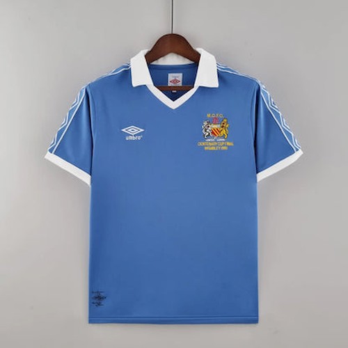 Retro Manchester City 81-82 Heim Fußballtrikots