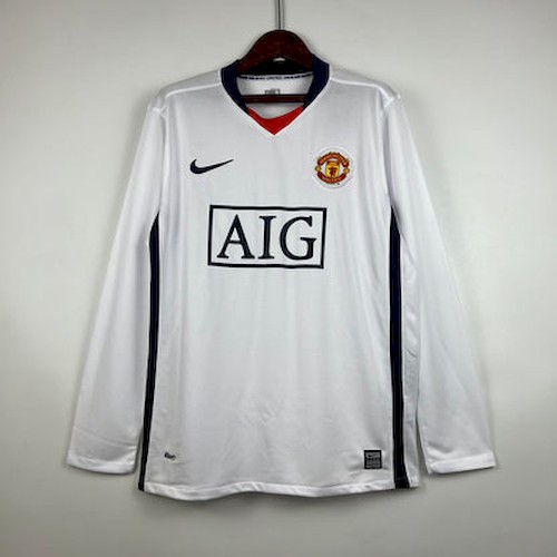 Retro Manchester United 08-09 Auswärts Fußballtrikots Langarm