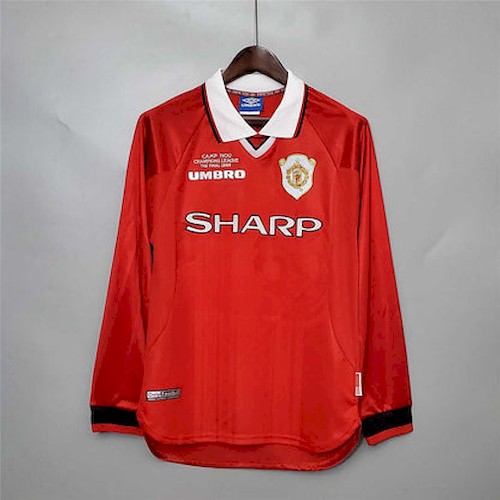 Retro Manchester United 99-00 Heim Fußballtrikots Langarm