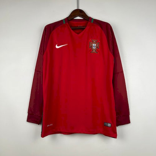 Retro Portugal 2016 Langarm Heim Fußballtrikots