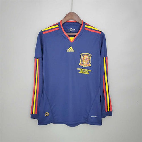 Retro Spanien 2010 Auswärts Fußballtrikots Langarm