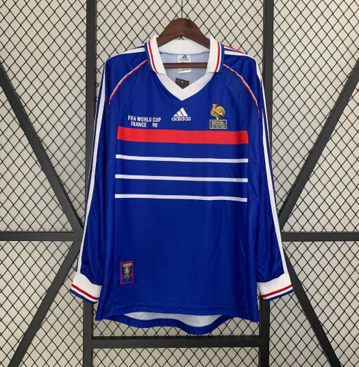 Frankreich Heim Retro Fußballtrikots 1998